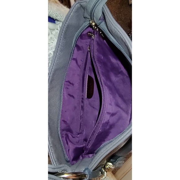 Bolaishaxuan (BOLAI) Gray Pebble Leather Bag - Picture 3 of 11